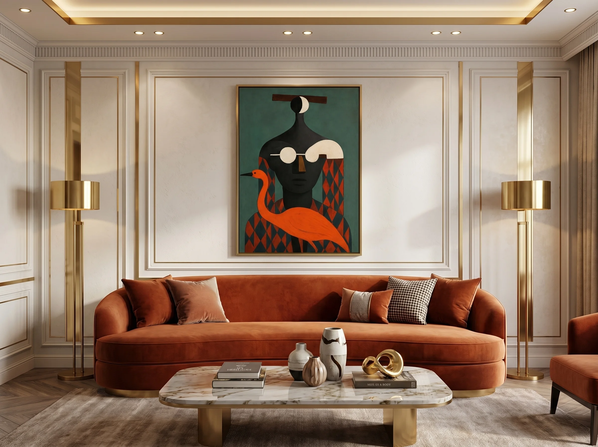 Tableau Abstrait Le Gardien à l'Oiseau – Portrait Cubiste after