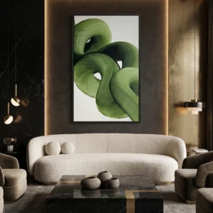 Tableau Abstrait Onde Végétale – Coup de Pinceau 3D Vert