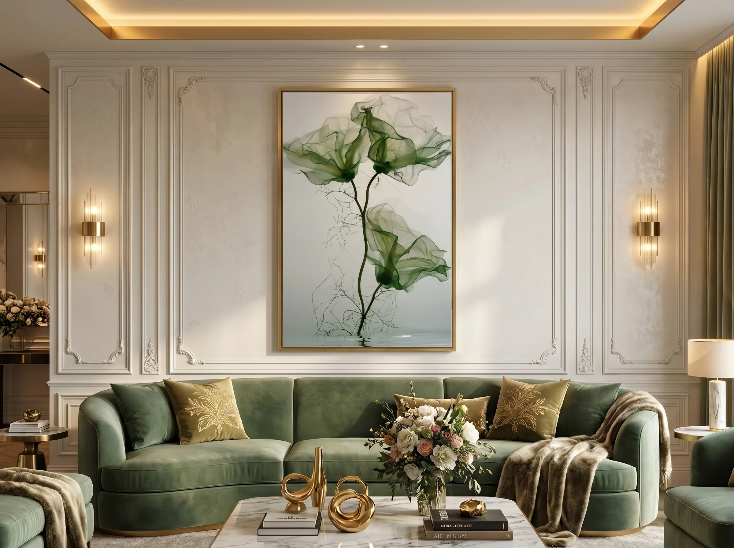 Tableau Floraison Éthérée – Art Botanique Translucide Vert AFTER