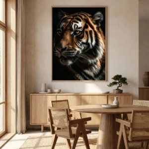 Tableau "Force Féline" – Portrait Tigre Clair-Obscur