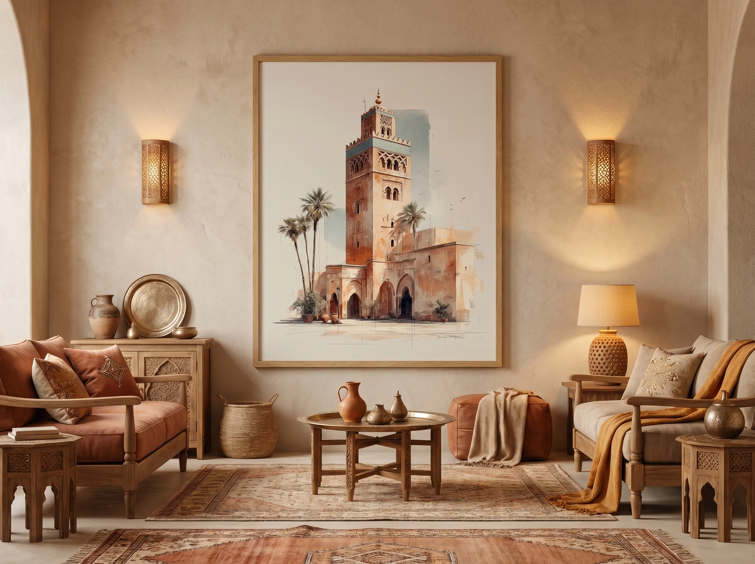 Tableau Lumière de Marrakech – Aquarelle Orientale AFTER