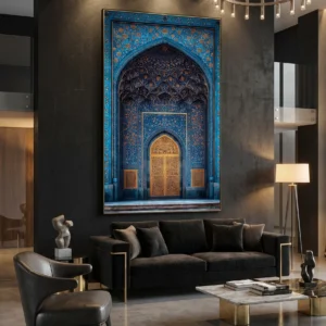 Tableau "Palais d'Orient" – Architecture Majestueuse Bleu & Or