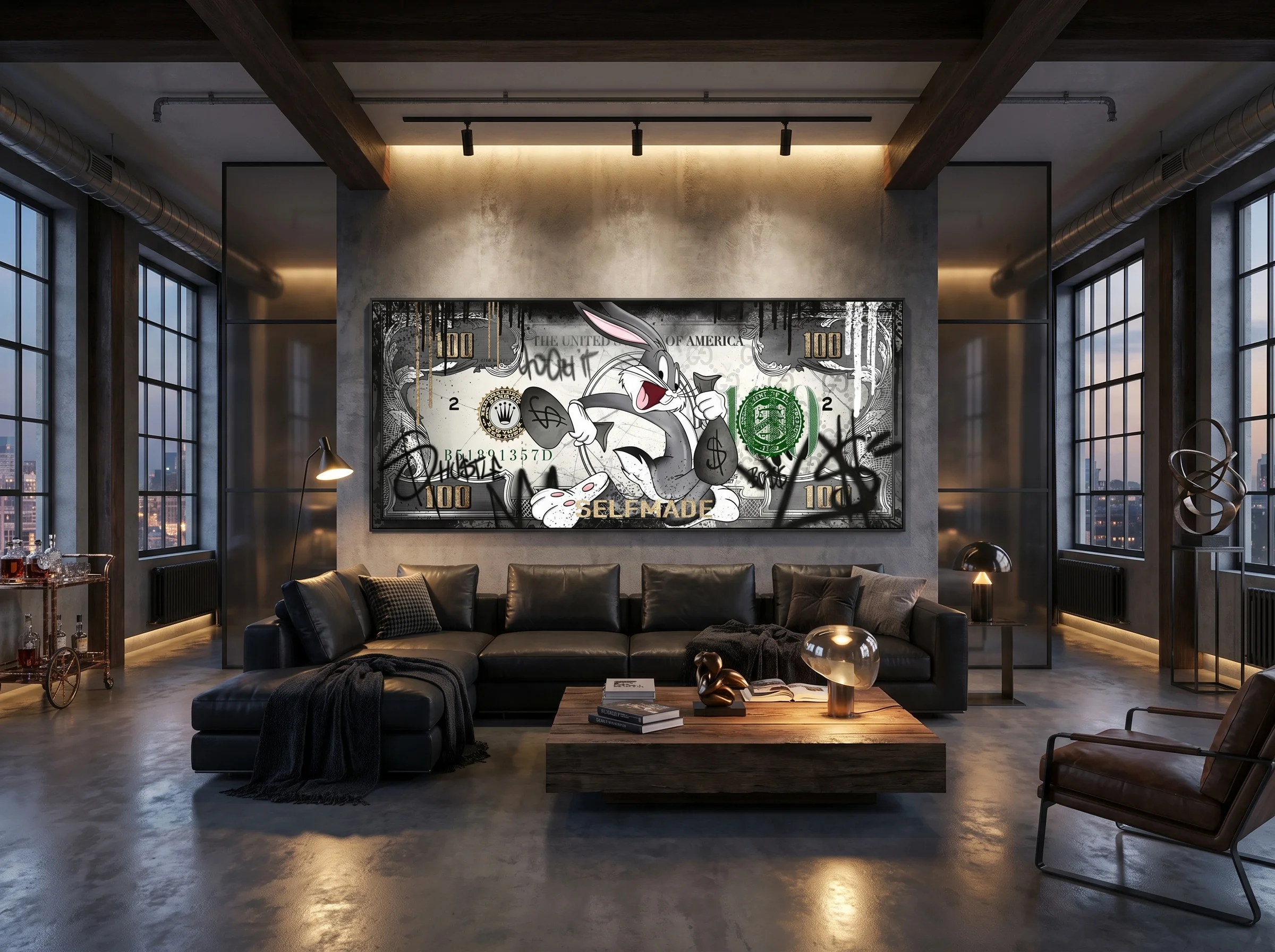 Tableau Pop Art Selfmade Hustle – Street Art Motivation after