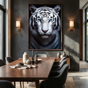 Tableau Regard Saphir – Portrait Tigre Blanc